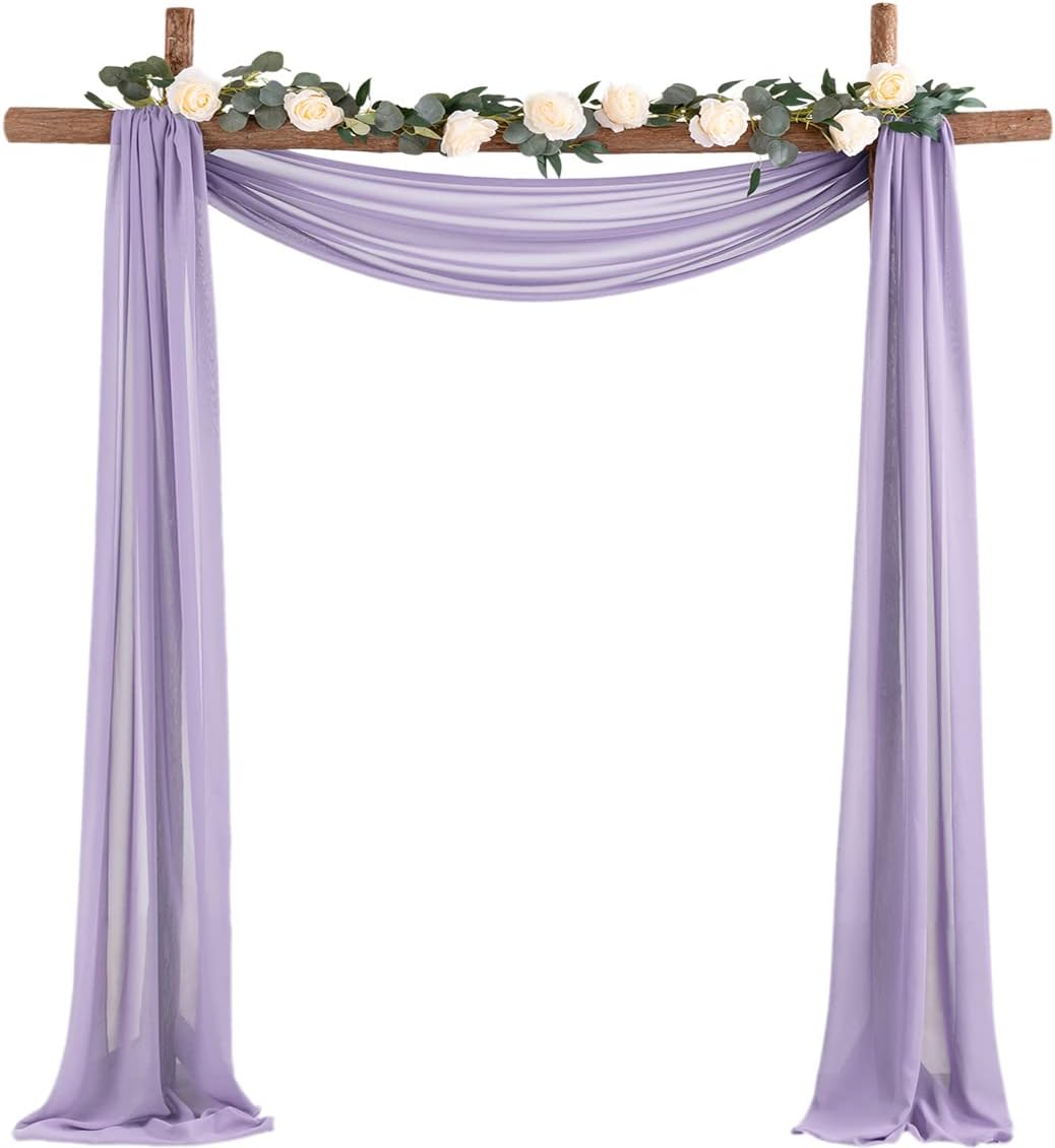 Wedding Arch Draping Fabric Sheer Chiffon Curtain Drape Wedding Party Decor | 1 Panel 29" x 19Ft 6 Yards for Outdoor Ceremony Birthday Baby Shower Holiday Home Decoration Yellow Gold
