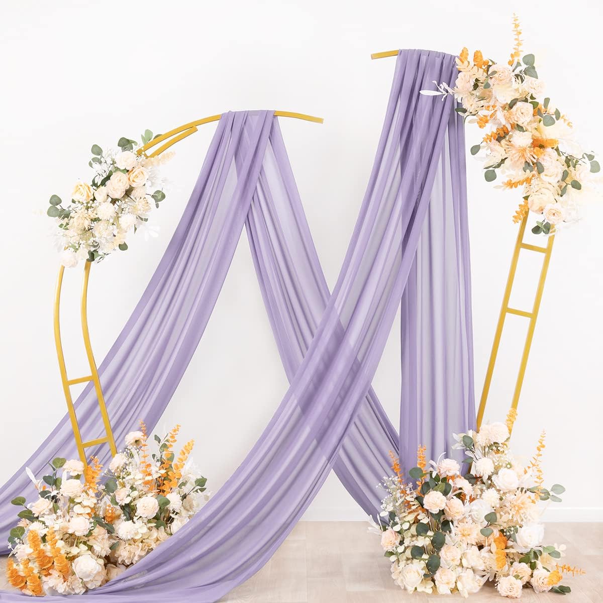 Wedding Arch Draping Fabric Sheer Chiffon Curtain Drape Wedding Party Decor | 1 Panel 29" x 19Ft 6 Yards for Outdoor Ceremony Birthday Baby Shower Holiday Home Decoration Yellow Gold