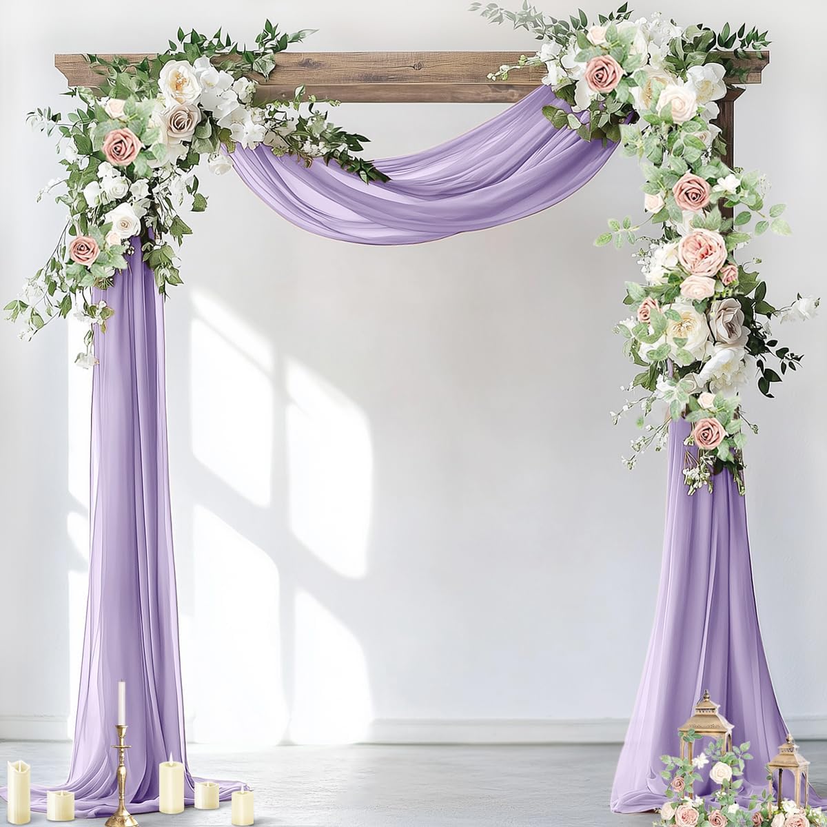 Wedding Arch Draping Fabric Sheer Chiffon Curtain Drape Wedding Party Decor | 1 Panel 29" x 19Ft 6 Yards for Outdoor Ceremony Birthday Baby Shower Holiday Home Decoration Yellow Gold
