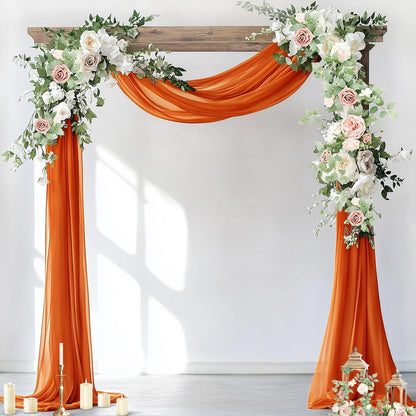 Wedding Arch Draping Fabric Sheer Chiffon Curtain Drape Wedding Party Decor | 1 Panel 29" x 19Ft 6 Yards for Outdoor Ceremony Birthday Baby Shower Holiday Home Decoration Yellow Gold