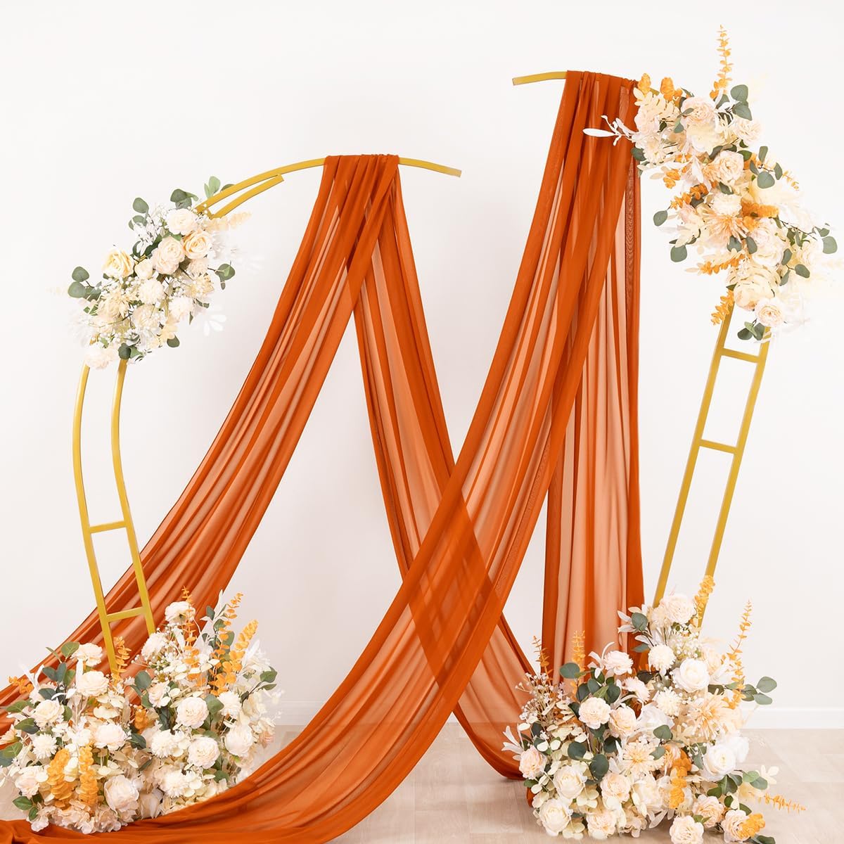 Wedding Arch Draping Fabric Sheer Chiffon Curtain Drape Wedding Party Decor | 1 Panel 29" x 19Ft 6 Yards for Outdoor Ceremony Birthday Baby Shower Holiday Home Decoration Yellow Gold