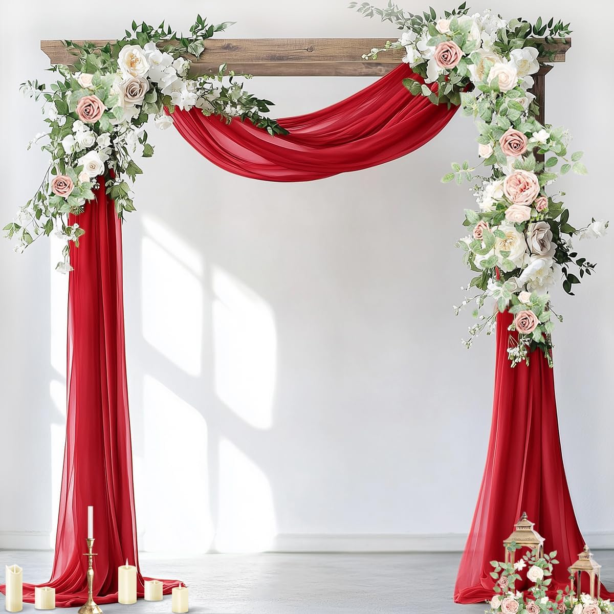 Wedding Arch Draping Fabric Sheer Chiffon Curtain Drape Wedding Party Decor | 1 Panel 29" x 19Ft 6 Yards for Outdoor Ceremony Birthday Baby Shower Holiday Home Decoration Yellow Gold