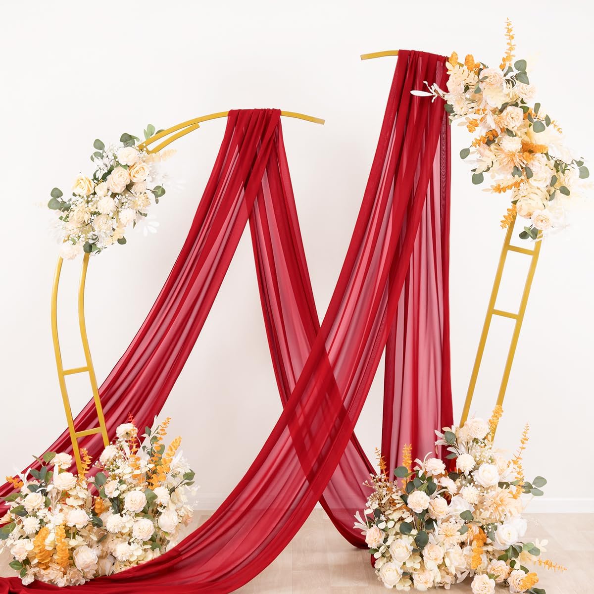 Wedding Arch Draping Fabric Sheer Chiffon Curtain Drape Wedding Party Decor | 1 Panel 29" x 19Ft 6 Yards for Outdoor Ceremony Birthday Baby Shower Holiday Home Decoration Yellow Gold