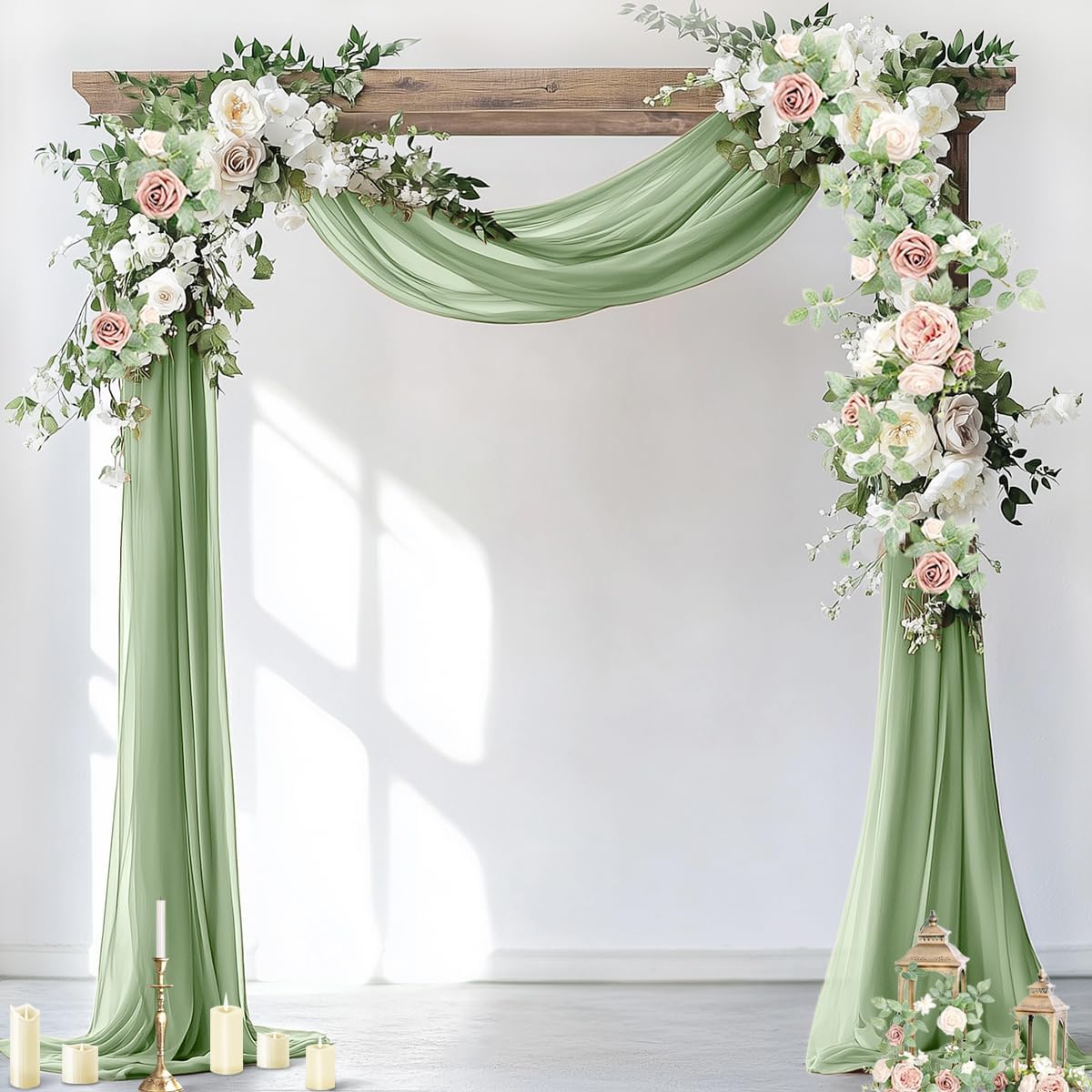 Wedding Arch Draping Fabric Sheer Chiffon Curtain Drape Wedding Party Decor | 1 Panel 29" x 19Ft 6 Yards for Outdoor Ceremony Birthday Baby Shower Holiday Home Decoration Yellow Gold