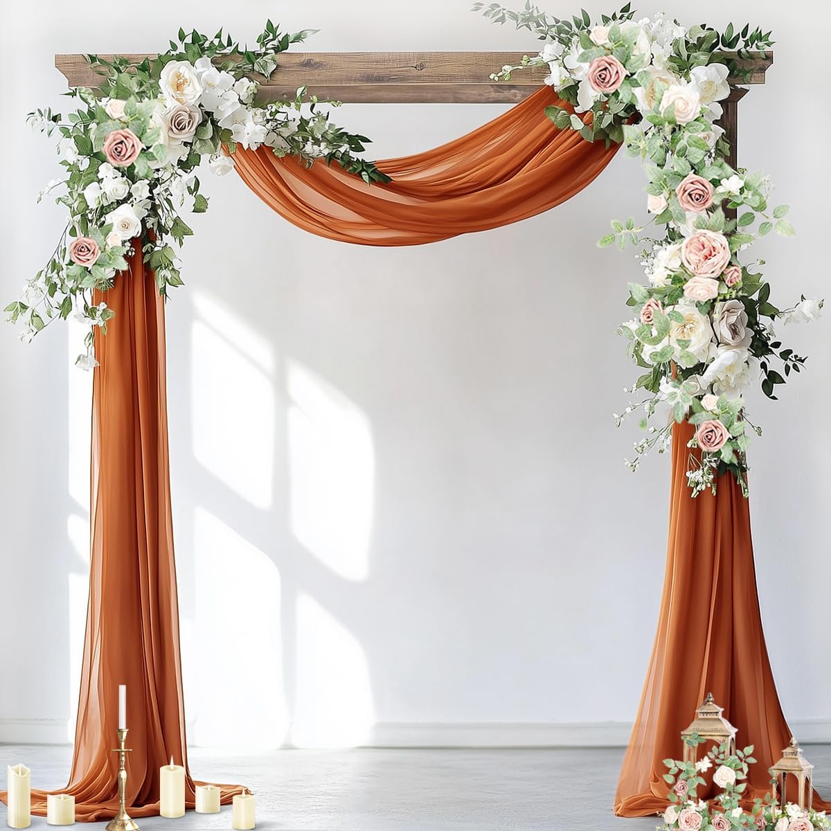 Wedding Arch Draping Fabric Sheer Chiffon Curtain Drape Wedding Party Decor | 1 Panel 29" x 19Ft 6 Yards for Outdoor Ceremony Birthday Baby Shower Holiday Home Decoration Yellow Gold