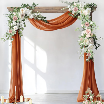 Wedding Arch Draping Fabric Sheer Chiffon Curtain Drape Wedding Party Decor | 1 Panel 29" x 19Ft 6 Yards for Outdoor Ceremony Birthday Baby Shower Holiday Home Decoration Yellow Gold