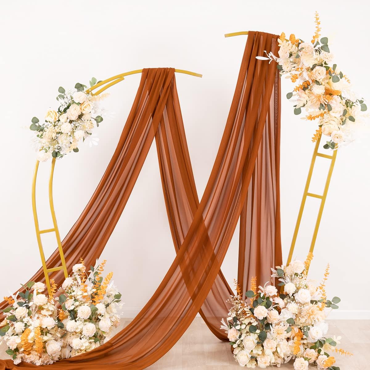 Wedding Arch Draping Fabric Sheer Chiffon Curtain Drape Wedding Party Decor | 1 Panel 29" x 19Ft 6 Yards for Outdoor Ceremony Birthday Baby Shower Holiday Home Decoration Yellow Gold