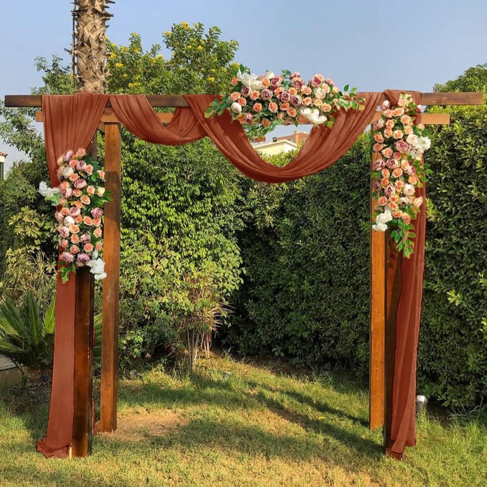 Wedding Arch Draping Fabric Sheer Chiffon Curtain Drape Wedding Party Decor | 1 Panel 29" x 19Ft 6 Yards for Outdoor Ceremony Birthday Baby Shower Holiday Home Decoration Yellow Gold