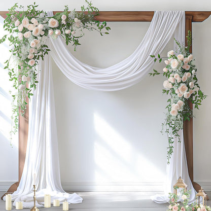 Wedding Arch Draping Fabric Sheer Chiffon Curtain Drape Wedding Party Decor | 1 Panel 29" x 19Ft 6 Yards for Outdoor Ceremony Birthday Baby Shower Holiday Home Decoration Yellow Gold