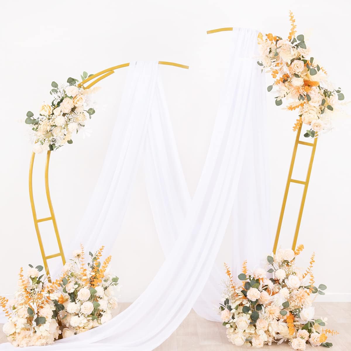 Wedding Arch Draping Fabric Sheer Chiffon Curtain Drape Wedding Party Decor | 1 Panel 29" x 19Ft 6 Yards for Outdoor Ceremony Birthday Baby Shower Holiday Home Decoration Yellow Gold