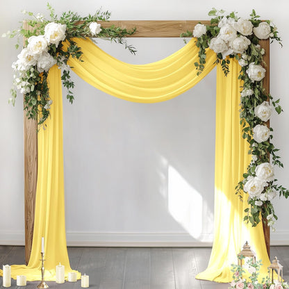 Wedding Arch Draping Fabric Sheer Chiffon Curtain Drape Wedding Party Decor | 1 Panel 29" x 19Ft 6 Yards for Outdoor Ceremony Birthday Baby Shower Holiday Home Decoration Yellow Gold
