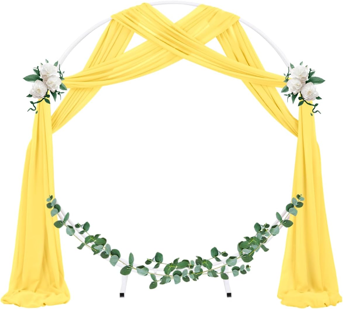 Wedding Arch Draping Fabric Sheer Chiffon Curtain Drape Wedding Party Decor | 1 Panel 29" x 19Ft 6 Yards for Outdoor Ceremony Birthday Baby Shower Holiday Home Decoration Yellow Gold