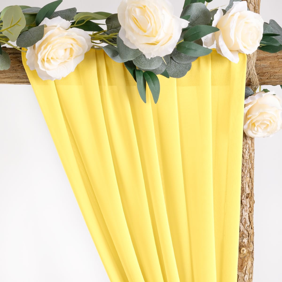 Wedding Arch Draping Fabric Sheer Chiffon Curtain Drape Wedding Party Decor | 1 Panel 29" x 19Ft 6 Yards for Outdoor Ceremony Birthday Baby Shower Holiday Home Decoration Yellow Gold