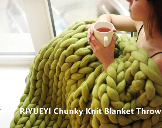 Chunky Knit Blanket Throw Handmade Premium Chenille Yarn for Couch & Bed Fall Decor Large Soft Comfy Cable Blankets & Throws Chenille Soft Knitted Blanket,Yellow,50x50cm/19x19in