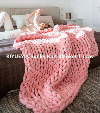 Chunky Knit Blanket Throw Handmade Premium Chenille Yarn for Couch & Bed Fall Decor Large Soft Comfy Cable Blankets & Throws Chenille Soft Knitted Blanket,Yellow,50x50cm/19x19in