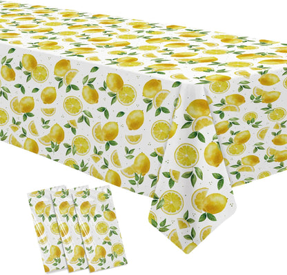 Lemon Party Decorations Tablecloth for Birthday Baby Shower, 3 Pcs | Disposable Summer Bridal Shower Decor, Lemon Birthday Party Supplies Table Cover, 55in x 86in