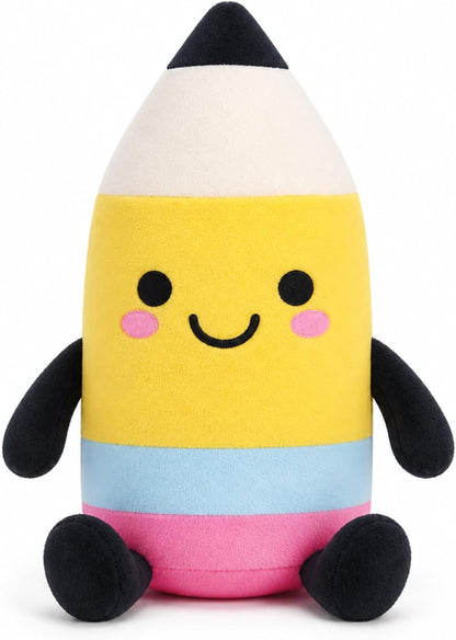 Classroom Stationery Plush Cute Composition Note Pencil Crayon Plush Toys Classroom Decor Book Character Stuffed Animal for Reading Room Decor Teacher Gift(Pencil,Yellow and Black)