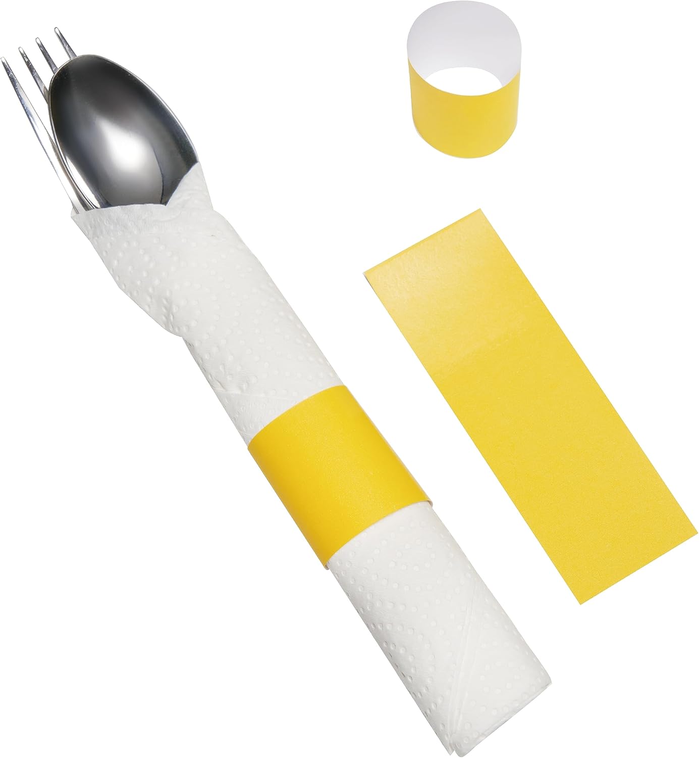 Paper Napkin Bands Box of 500,Napkin Rings Self Adhesive,Silverware Wraps Bands, Perfect for Birthday Parties, Weddings, Family Reunion & Events(Yellow-500pcs)