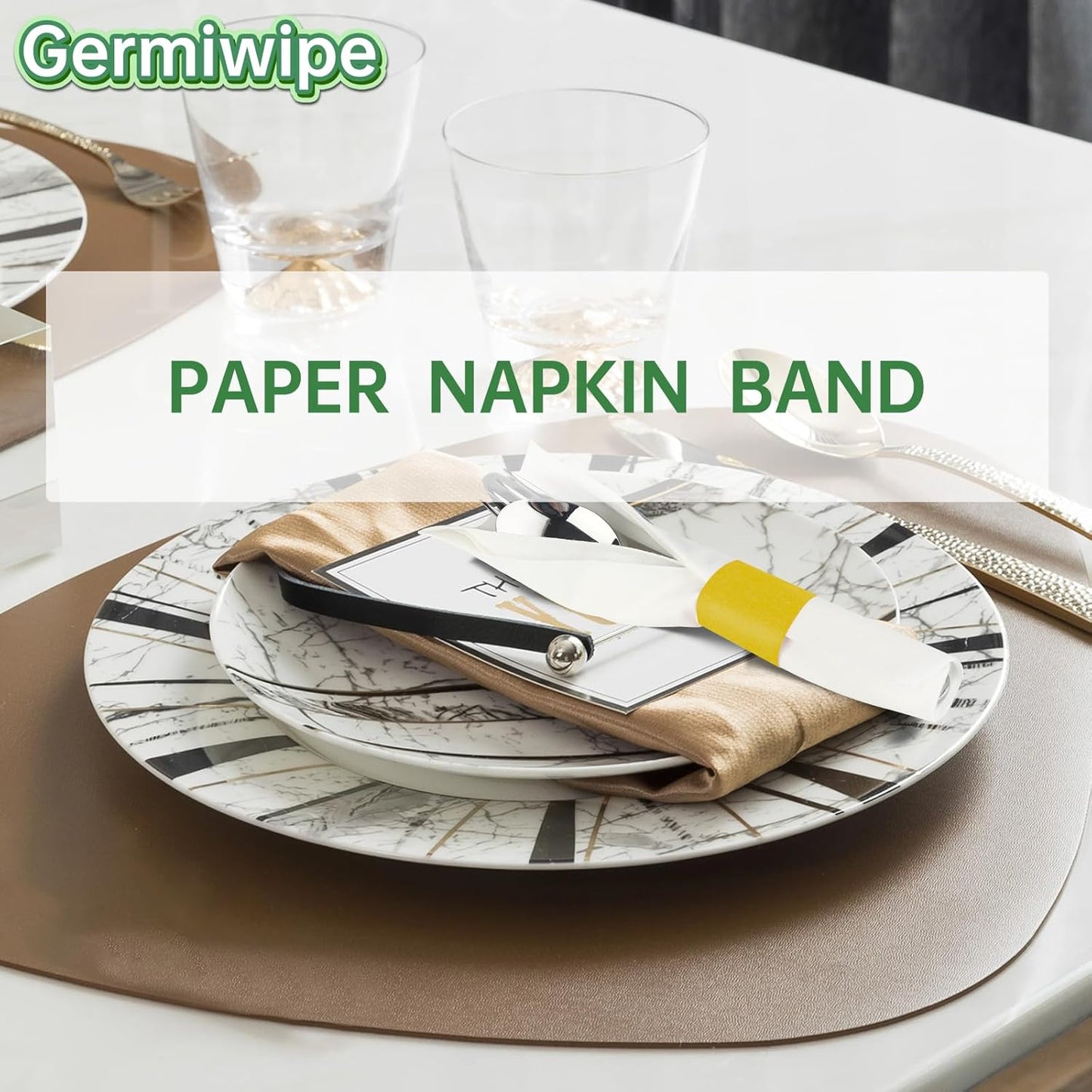 Paper Napkin Bands Box of 500,Napkin Rings Self Adhesive,Silverware Wraps Bands, Perfect for Birthday Parties, Weddings, Family Reunion & Events(Yellow-500pcs)