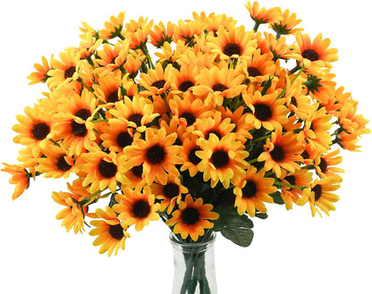6 Bundles Sunflowers Artificial Flowers Daisy Mums Fake Flowers Outdoor UV Resistant No Fade Fall Flowers 24 Stems Greenery Shrubs Indoor Outside Home Wedding Office DIY Garden Décor (Yellow)