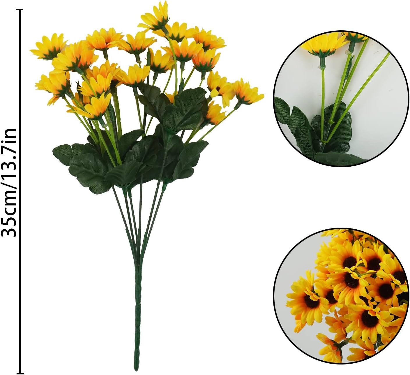 6 Bundles Sunflowers Artificial Flowers Daisy Mums Fake Flowers Outdoor UV Resistant No Fade Fall Flowers 24 Stems Greenery Shrubs Indoor Outside Home Wedding Office DIY Garden Décor (Yellow)