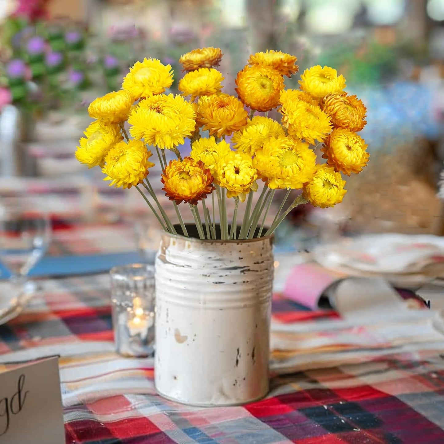 20 Pcs Natural Dried Daisy Flowers Yellow Dried Sunflowers Chrysanthemum Dry Flower Bouquet with Stem for Wedding Farmhouse Table Vase Decor Home DIY Flower Arrangement
