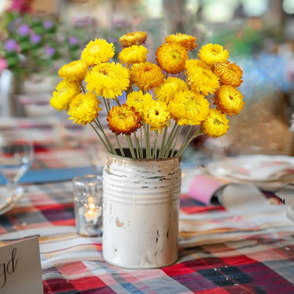 20 Pcs Natural Dried Daisy Flowers Yellow Dried Sunflowers Chrysanthemum Dry Flower Bouquet with Stem for Wedding Farmhouse Table Vase Decor Home DIY Flower Arrangement