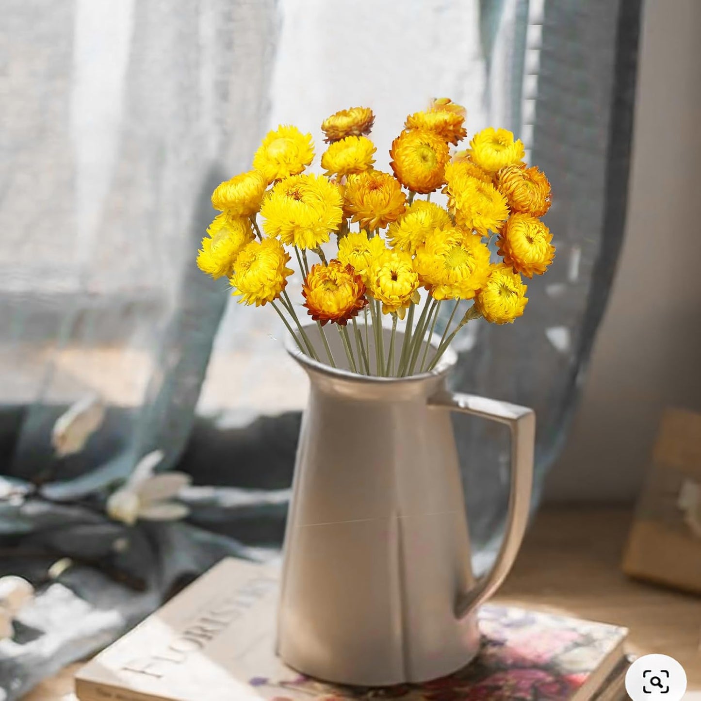 20 Pcs Natural Dried Daisy Flowers Yellow Dried Sunflowers Chrysanthemum Dry Flower Bouquet with Stem for Wedding Farmhouse Table Vase Decor Home DIY Flower Arrangement
