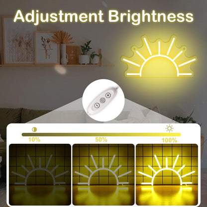 Sunrise Neon Sign for Wall Decor, Sunset Night Light with Dimmable, Light up Sun LED Acrylic Bedroom Home Lamp, Best Gifts for Birthday Party Christmas Wedding Bar Aesthetic(Golden Yellow)