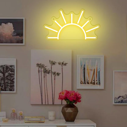 Sunrise Neon Sign for Wall Decor, Sunset Night Light with Dimmable, Light up Sun LED Acrylic Bedroom Home Lamp, Best Gifts for Birthday Party Christmas Wedding Bar Aesthetic(Golden Yellow)