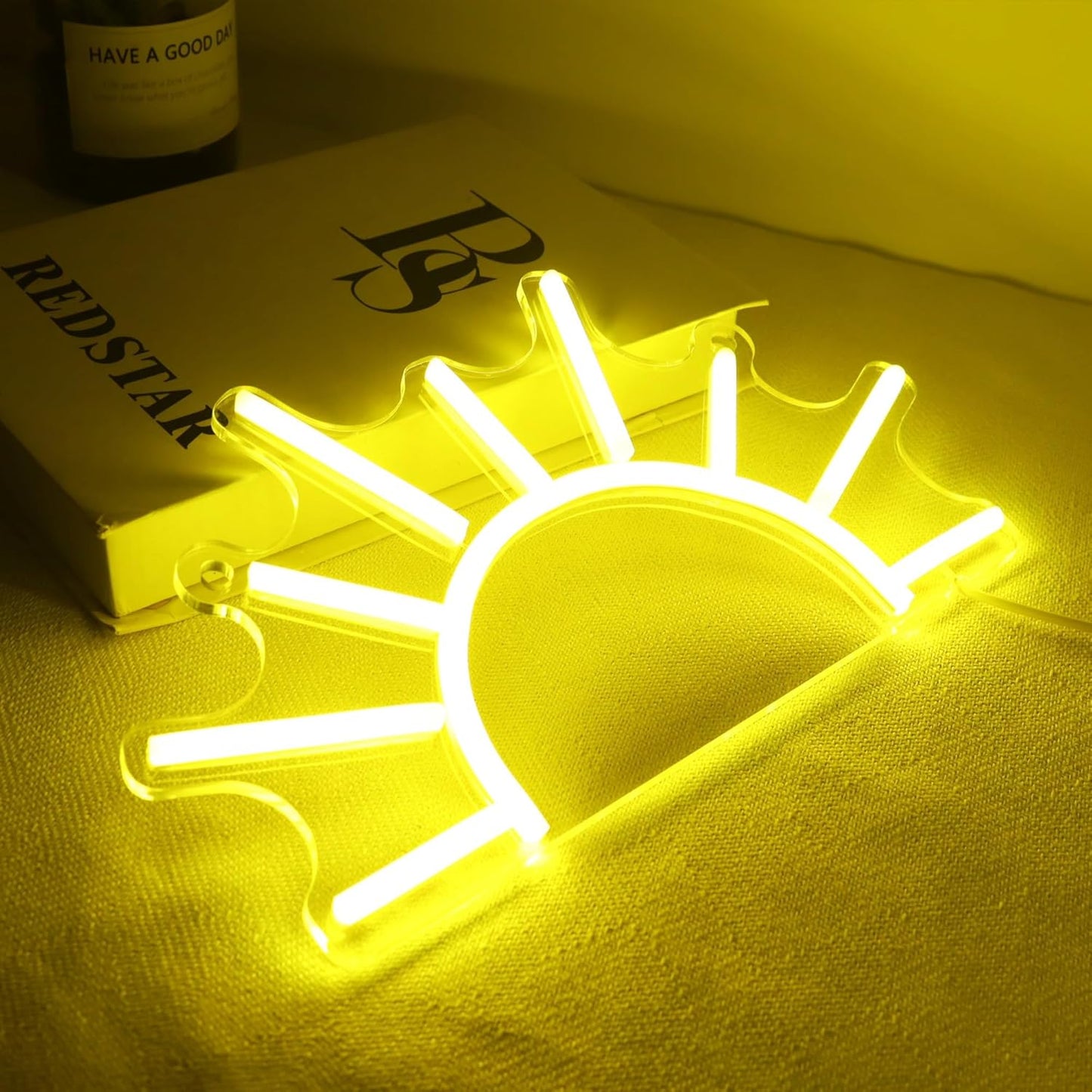 Sunrise Neon Sign for Wall Decor, Sunset Night Light with Dimmable, Light up Sun LED Acrylic Bedroom Home Lamp, Best Gifts for Birthday Party Christmas Wedding Bar Aesthetic(Golden Yellow)