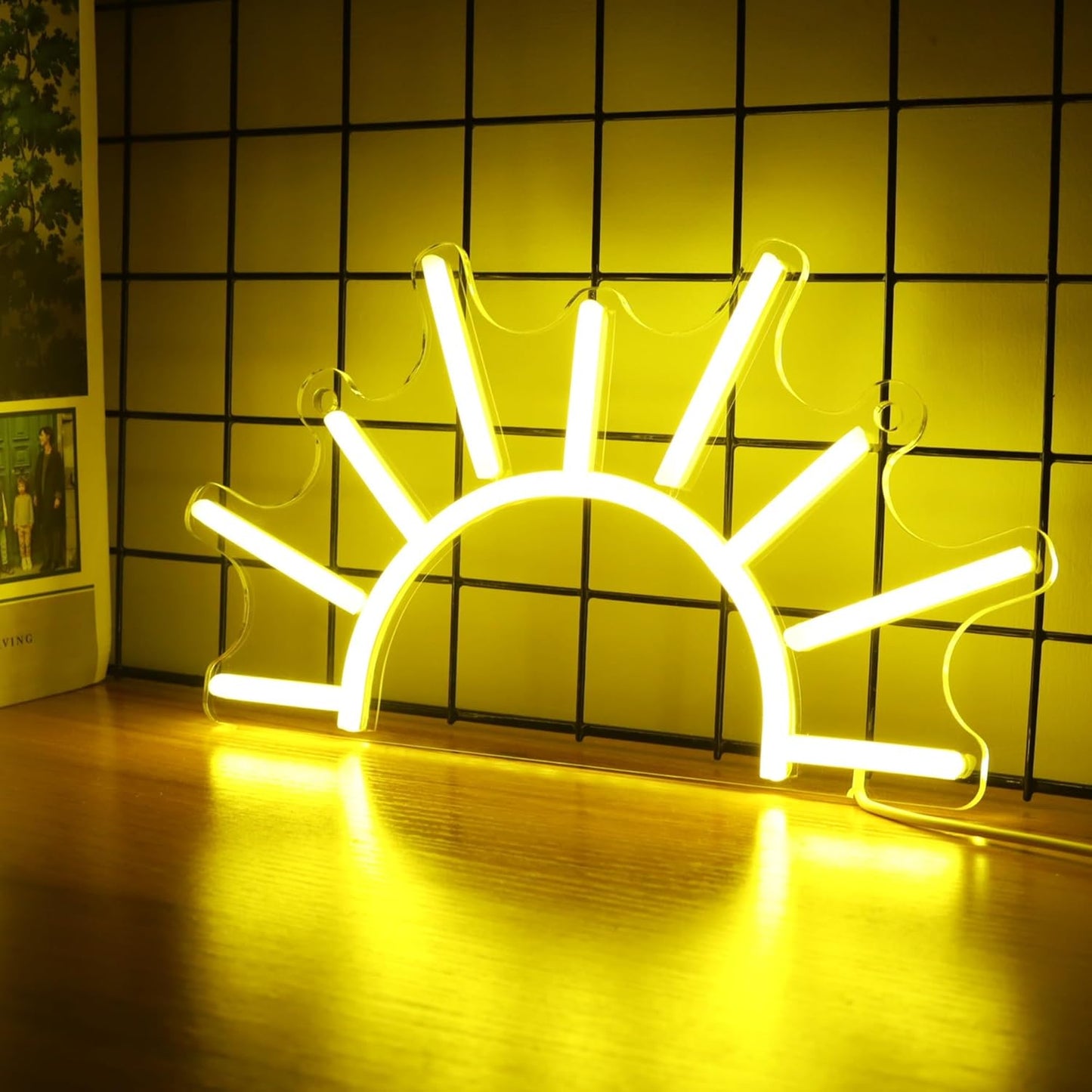 Sunrise Neon Sign for Wall Decor, Sunset Night Light with Dimmable, Light up Sun LED Acrylic Bedroom Home Lamp, Best Gifts for Birthday Party Christmas Wedding Bar Aesthetic(Golden Yellow)