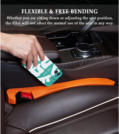 Super Flexible Car Seat Gap Filler,Durable Car Organizer Between Seats for Tightly Filling Seat Gaps,Universal CCar Side Seat Gap Filler CCar Accessories for Women & Men (Orange/2PCS)…