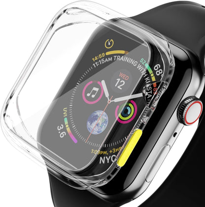 Case Compatible with Apple Watch 4/5/6/SE 40MM with Tempered Glass Screen Protector, Full Coverage Bumper Cover for iWatch Smartwatch Accessories Transparent + Yellow