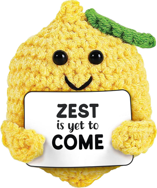 Lemon - Crochet Mini Figure Fruit Zest Encouragement Inspiration Home Work Desk Decor