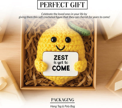 Lemon - Crochet Mini Figure Fruit Zest Encouragement Inspiration Home Work Desk Decor