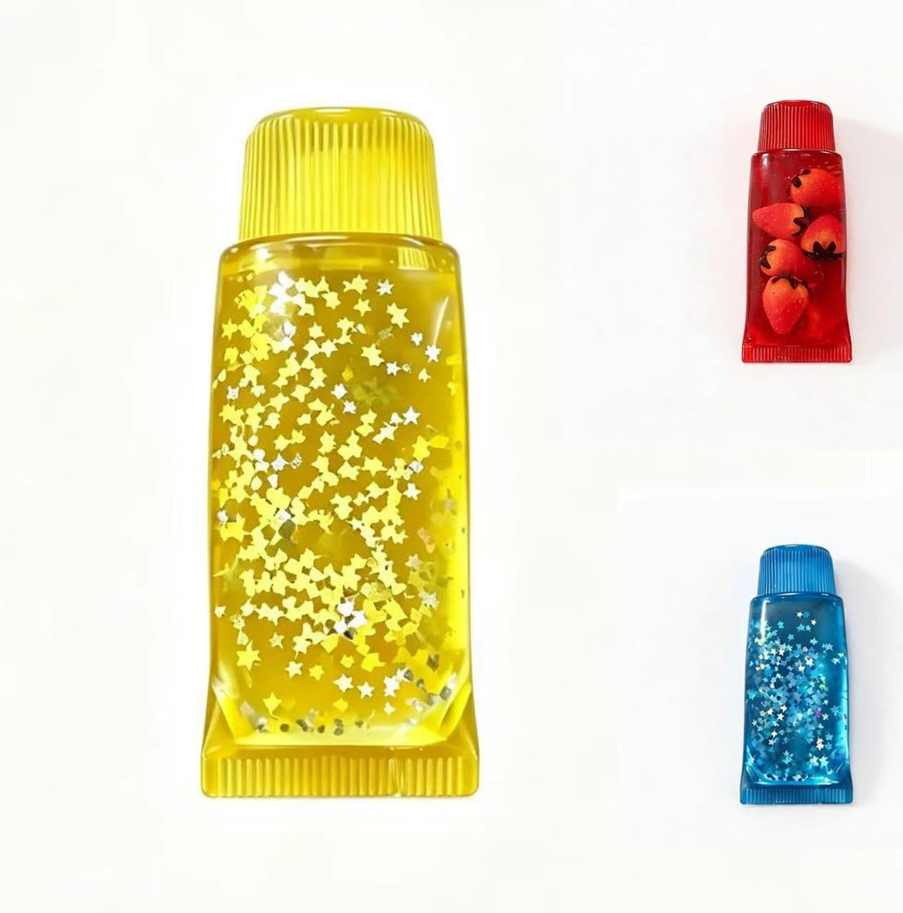 Squishy Glossy Toothpaste 5.2 Inch Toy Sparkling Soft Rubber Stress Relief Cute Maltose Squeeze Toy Anxiety Fidget Party Gift for Teens Adults (Yellow)