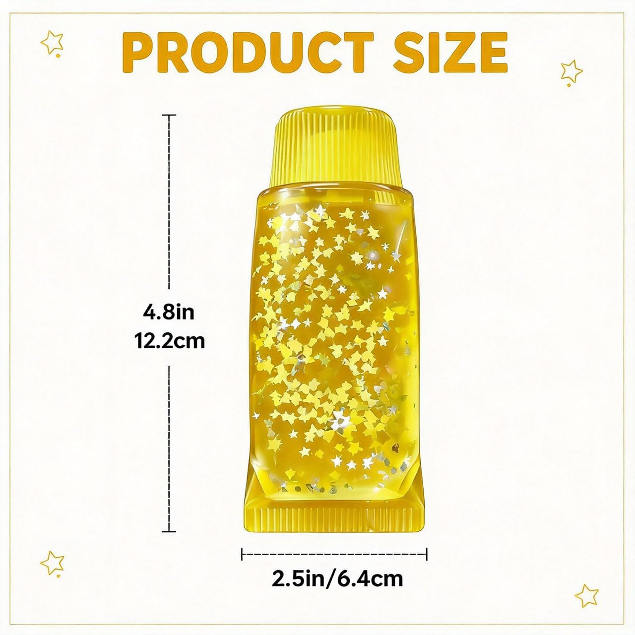Squishy Glossy Toothpaste 5.2 Inch Toy Sparkling Soft Rubber Stress Relief Cute Maltose Squeeze Toy Anxiety Fidget Party Gift for Teens Adults (Yellow)