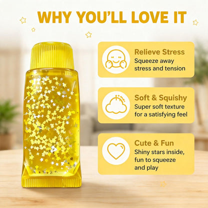 Squishy Glossy Toothpaste 5.2 Inch Toy Sparkling Soft Rubber Stress Relief Cute Maltose Squeeze Toy Anxiety Fidget Party Gift for Teens Adults (Yellow)