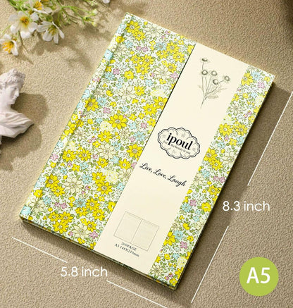 Yellow Notebook, Floral Journal for Writing, Journal for Teen Girls, A5, Ruled, Hardcover, Lay-flat, Cute Girls Diary, Birthday Gift for Women, Daughter, Granddaughter, School Supplies