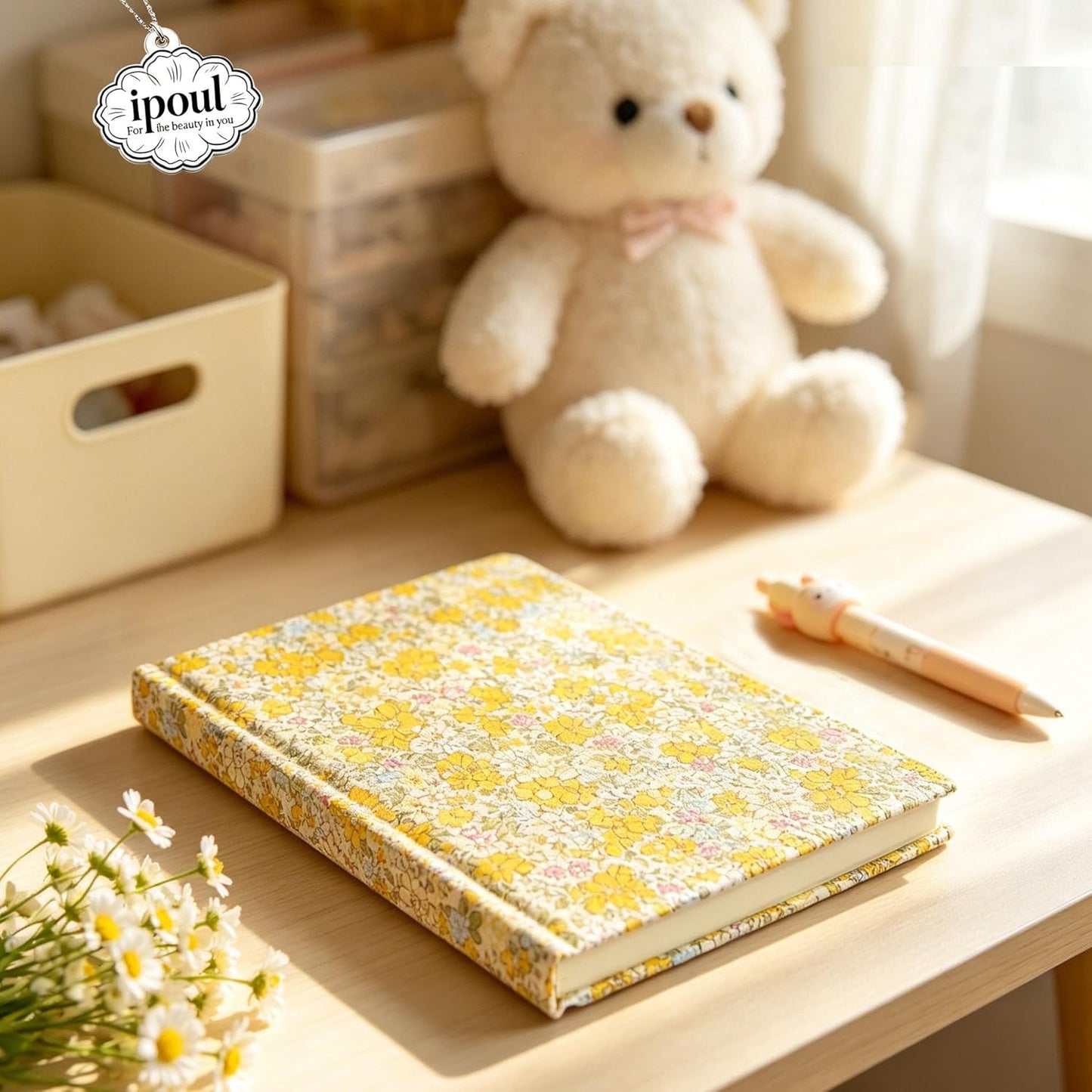 Yellow Notebook, Floral Journal for Writing, Journal for Teen Girls, A5, Ruled, Hardcover, Lay-flat, Cute Girls Diary, Birthday Gift for Women, Daughter, Granddaughter, School Supplies