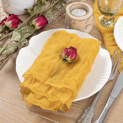 Gold Yellow Cheesecloth Napkins Summer Cheese Cloths Gauze Set of 10 Boho Washable Dinner Table Napkins for Wedding Party Baby Shower Birthday Party Decor