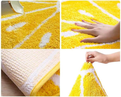 Lemon Bathroom Rug Yellow Semi-Circle Non-Slip Water-Absorbent Lemon Bath Mat Bedroom Bathtub Shower Room Mat,Kitchen Kid Room Decor