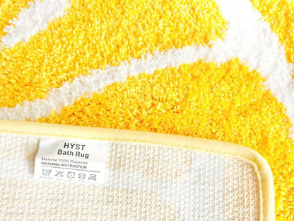 Lemon Bathroom Rug Yellow Semi-Circle Non-Slip Water-Absorbent Lemon Bath Mat Bedroom Bathtub Shower Room Mat,Kitchen Kid Room Decor