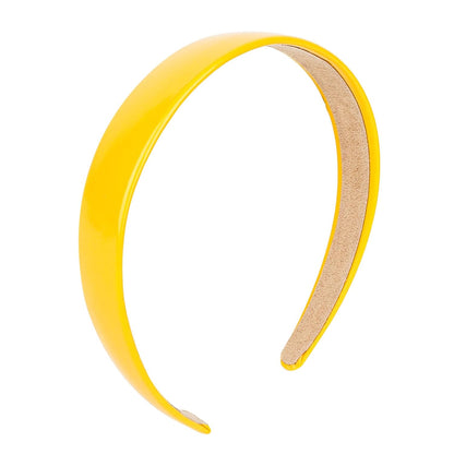 Yellow Headbands for Women 1 Inch Faux Leather Thin Hairband | Plastic Hard Head Band Non-slip Simple Hair Bands Holiday Halloween Cosplay DIY Yellow Hair Accessories for Women and Girls