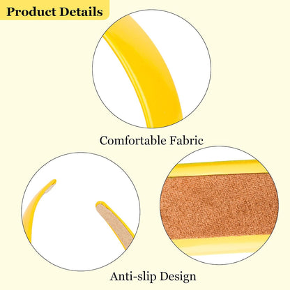 Yellow Headbands for Women 1 Inch Faux Leather Thin Hairband | Plastic Hard Head Band Non-slip Simple Hair Bands Holiday Halloween Cosplay DIY Yellow Hair Accessories for Women and Girls