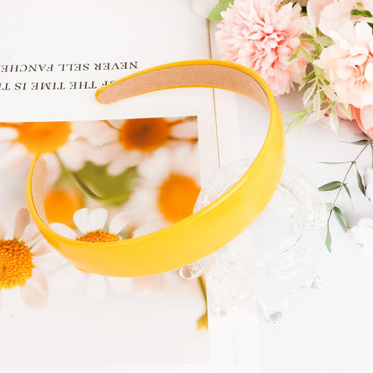 Yellow Headbands for Women 1 Inch Faux Leather Thin Hairband | Plastic Hard Head Band Non-slip Simple Hair Bands Holiday Halloween Cosplay DIY Yellow Hair Accessories for Women and Girls