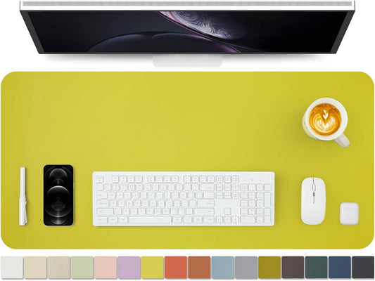 Leather Desk Mat - Non-Slip PU Pad for Office and Home Organization Accessories Ideal Large Mouse Mats on Top of Desks (Lemon Yellow,36''x 17'') (DPD-LY-L)