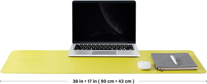 Leather Desk Mat - Non-Slip PU Pad for Office and Home Organization Accessories Ideal Large Mouse Mats on Top of Desks (Lemon Yellow,36''x 17'') (DPD-LY-L)
