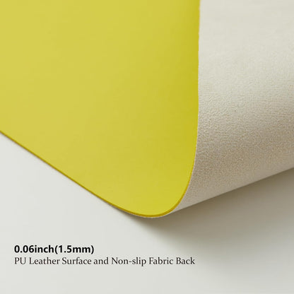 Leather Desk Mat - Non-Slip PU Pad for Office and Home Organization Accessories Ideal Large Mouse Mats on Top of Desks (Lemon Yellow,36''x 17'') (DPD-LY-L)